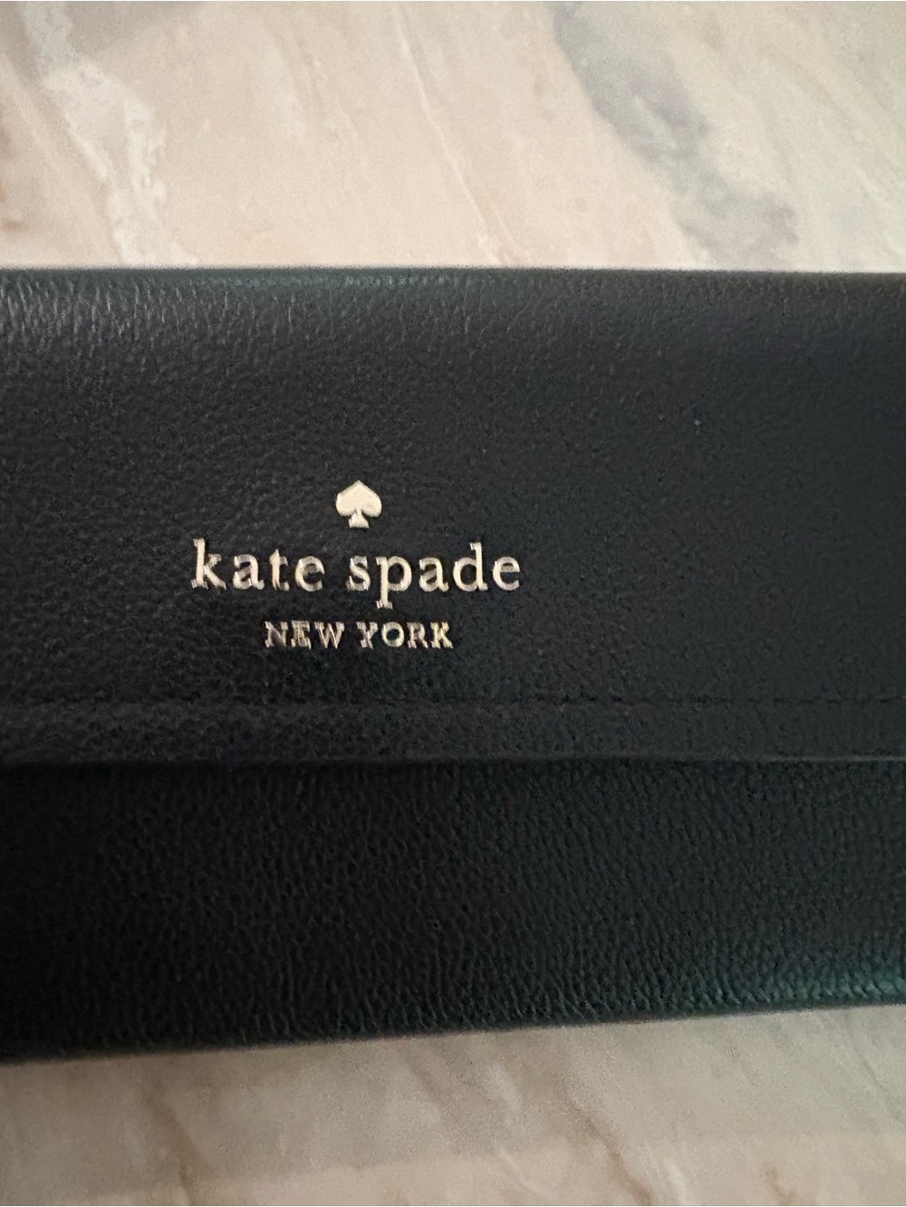 kate spade black leather continental wallet with gold logo - Picture 2 of 10
